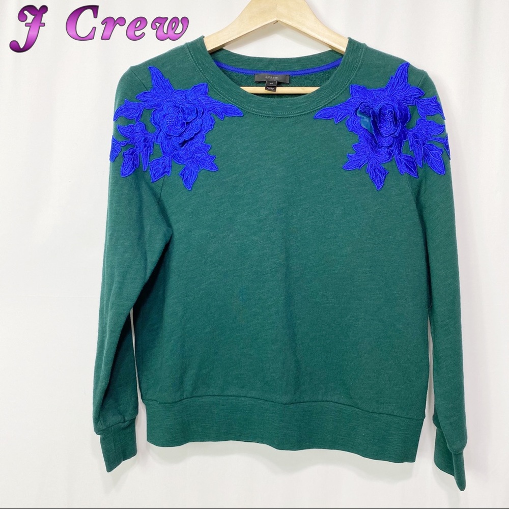 J Crew Emerald Green Crew Neck Sweatshirt M